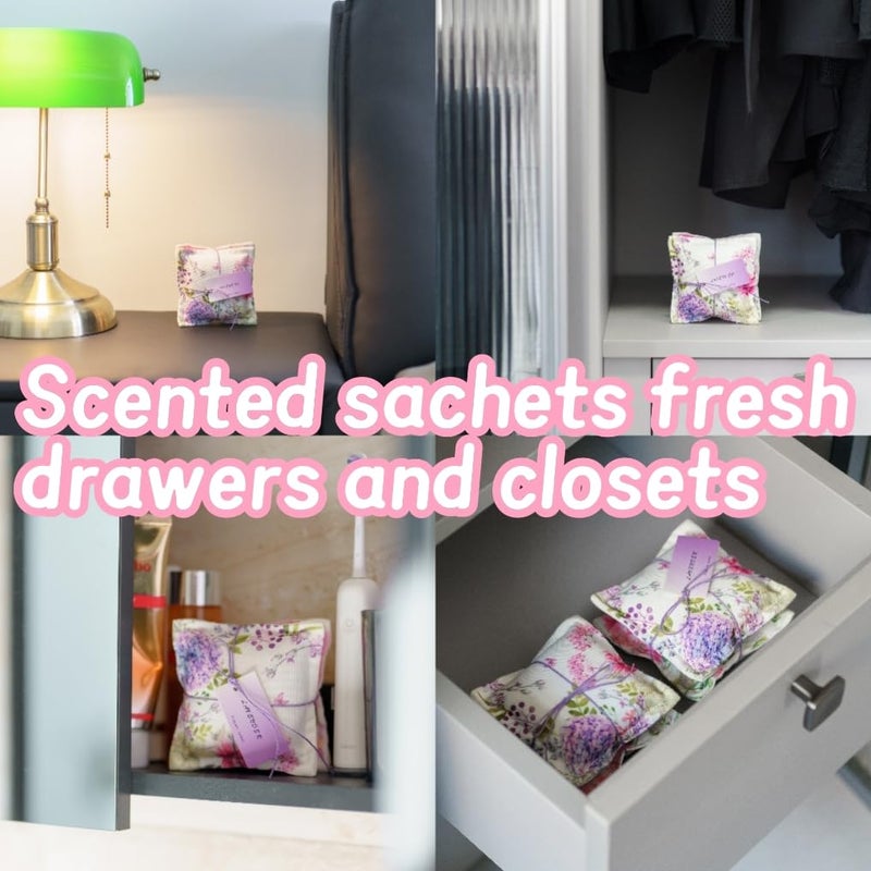 AUCUDA Spring 4pcs Lavender Scented Sachet Bags for Drawers and Closets Decorations, Potpourri Packets for Women Clothes Storage, Spring Wedding Fragrance Pillow for Bedroom Indoor, Air Fresheners. - Image 4